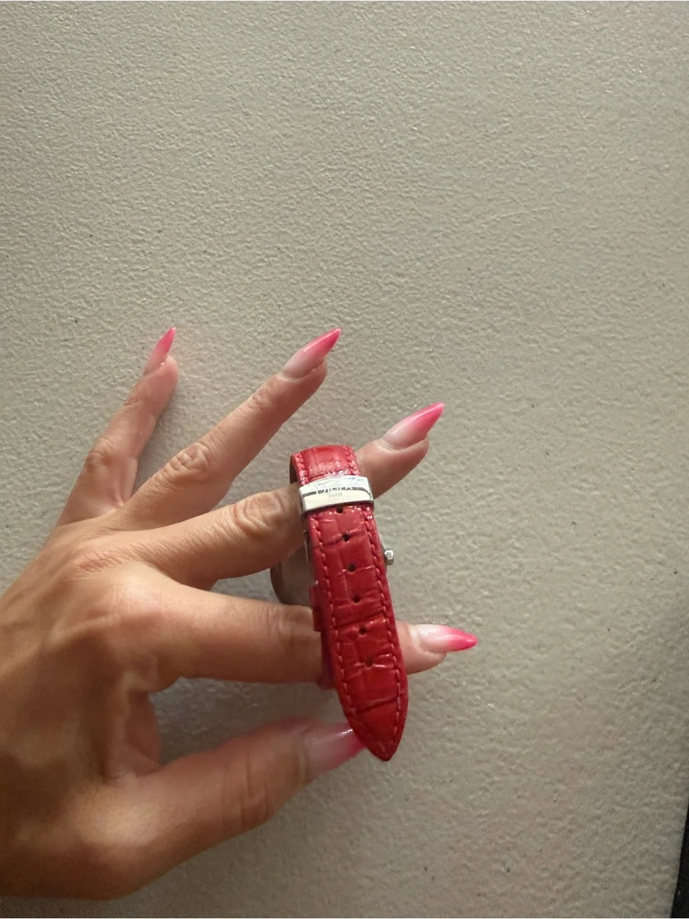 Red Women's Watch with Silver Case - Dior Style